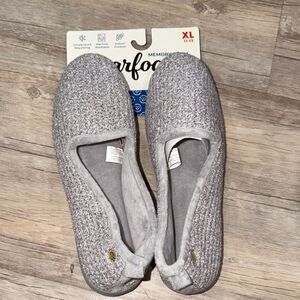 dearfoams Light Gray Slip-On Memory Foam Ballet Slippers - XL